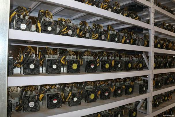 Cryptocurrency mining farm hosting multiple ASIC miners
